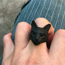 Adjustable Big Head Cat Ring