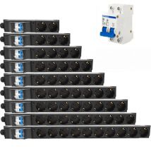 EU Power Strip 2-10 Ways Outlet Socket 4000/8000W 16A/32A Air Switch LED Aluminum Alloy Network Cabinet Rack Socket