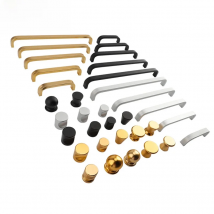 QVWN Simple Aluminum Alloy Single Hole Golden Small Black Round Copper Drawing Handle Kitchen Cabinet Shoe Wardrobe Door Drawer