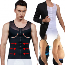 Mens Chest Compression Shirt Gynecomastia Vest Slimming Shirt Body Shaper Tank Top Front Zipper Corset For Man Shapewear