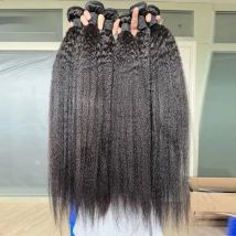 24 26 28 inch Kinky Straight Human Hair Bundles Yaki Human Hair Extensions for Women 100% Hair Top Quality Thick 3 Days Delivery