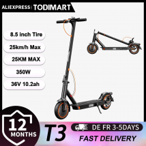 TODIMART T3 Przenośny składany skuter elektryczny sterowany aplikacją, silnik 350W 36V 10.4Ah, prędkość 25 km/h, opona