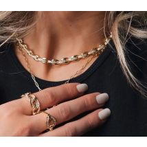 16" Gold Color Fashion Women Chains European Women Hot Selling Beaded Link Chain Choker Necklace
