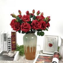 Big Latex Rose Artificial Silk Flowers  2 Heads  Fake Flowers  Drawing Room Decor  Red Rose  Home  Wedding Decor