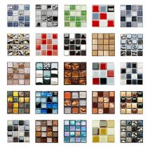 10pcs Marble Mosaic Tiles Wall Sticker Transfers Flat 2D Printed Covers For Kitchen Bathroom Peel & Stick Waterproof Art Mural