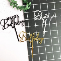 Concise White Birthday Cake Topper golden Acrylic happy birthday Cupcake Toppers Family birthday party Cake flag Dessert Decor