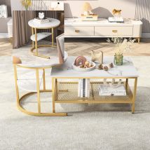 Set tavolino moderno, tavolini rotondi rettangolari, struttura in metallo MDF marmo, tavolo da tè per balcone soggiorno