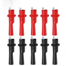 Cleqee P2008 10PCS Insulation Alligator Clip with 2mm Socket Metal Crocodile Clamp Test Accessories for Multimeter 1000V/10A