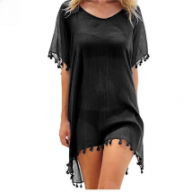 2021 Chiffon Tassels Beach Wear Women Swimsuit Cover Up Swimwear Bathing Suits Summer Mini Dress Loose Solid Pareo Cover Ups
