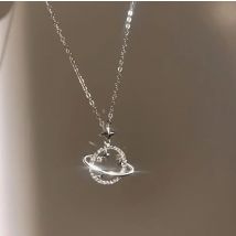 925 Sterling Silver Women Chain On The Neck Collarbone Necklace For Women Planet Star Zircon Pendant Chain Girl Jewelry Gift