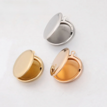 Fnixtar 20Pcs 30*27mm Mirror Polish Round Photo Locket Charms 316L Stainless Steel Photo Picture Locket For DIY Jewelry Making