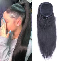 Ponytail Human Hair Extensions With Clip In Drawstring Ponytail Straight Body Wave Brazilian Pony Tail For Women Queen Hair