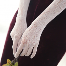 New Women Sexy Hollow Lace Flower Long Tight Breathable Thin Elasticity Gloves Etiquette Dress Up Cosplay Drive Cycling Sunscree