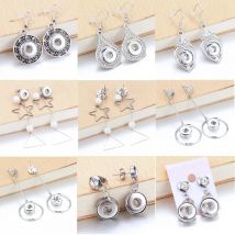 Earrings fashion jewelry 12mm metal Crystal rhinestone Snap Button earrings Button earrings fashion Women jewelry