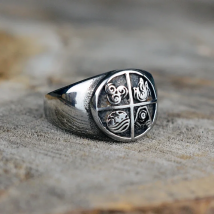 Stainless Steel Rings Avatar The Last Airbender Air Fire Earth Water Elements Rings Occult Amulet Gothic Jewelry