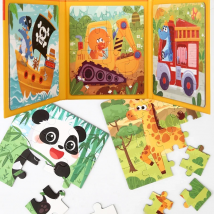 Magnetic Puzzles Games for Kids Busy Quiet Cartoon Animals Jigsaw Book Montessori Baby Educational Toys Children's Early Gifts