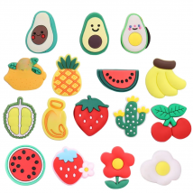 1PCS PVC Buckle Clog Lemon Avocado Banana Pineapple Strawberry Cherry Flower Egg Durian Shoe Charms Children Adorable Decoration