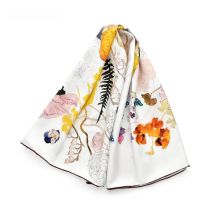 White real silk twill scarf printed flowers head scarfs women soft natural silk square bandana shawl luxury gift for lady