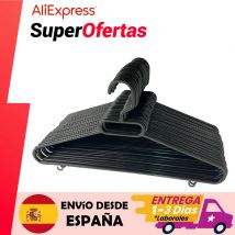 Perchas de Plastico para Ropa,Trajes de alta calidad Duraderas y delgadas, para Chaquetas, Camisas, Pantalones, abrigos, Organizador de vestidos Hogar Pack 10/20/30/50/100 Unidades Color Negro y
