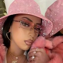 Women'S Fashion Rectangular Metal Frameless SunGlasses, PC Lens, Casual Daily Wear, Decorative Eyewear