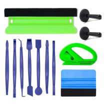10/12Pcs Car Film Vinyl Wrap Tool Kit Window Tint Felt Squeegee Edge Trimmer Plastic Scraper Magnetic Holders Car Wrapping Tools