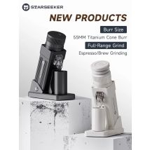 Elektryczny młynek do kawy STARSEEKER E55Pro z tytanowymi stożkowymi ostrzami 55 mm, bezstopniowa regulacja grubości mielenia, do espresso i kawy ziarnistej, czarny