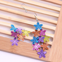 Nine Piece Fresh Flower Mix Color Earrings Metal Tassel Long Dangle Earrings for Women Fashion
