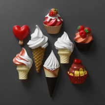 Simulation Ice Cream Refrigerator Stickers Fruit Flavor Cone Refrigerator Decoration Photo Wall Resin Gift Children's Toys