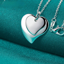SHSTONE 925 Sterling Silver Double Heart Pendant Necklace For Women 40-75cm Chain Birthday Party Anniversaries Fashion Jewelry