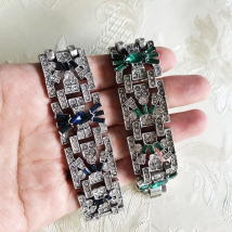 Rhinestones Link Bracelet, Fashion Punk Alloy Party Wide Bracelets For Women Jewelry