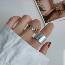 Foxanry Silver Color Rings 2021 Trend Creative Elegant Charm Vintage Wide Hollow Party Jewelry Couples Gifts Wholesale