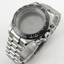 40mm Chronograph Indices Watch Case Presidential Bracelet Stainless Steel Waterproof For VK63 VK63A VK64 Movement