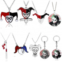 DC Comics Suicide Squad Charms Necklace The Clown's Girl Harley Quinn Enamel Pendant Necklaces for