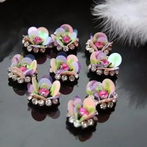 10Pcs/Lot High-end lace patch clothing headdress shoes manual nail bead flower applique sequins bead piece decoration