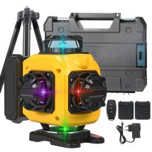 Poziomica laserowa 4-kolorowa 16-liniowa z zielonym laserem, z magnesem, do poziomowania ścian, przenośna, z funkcją wspomagania, laser krzyżowy.