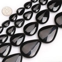 Natural Stone Black Agates Drip Tear Beads For Jewelry Making Strand 15 Inch DIY Jewelry Design Bead For Bracelet Earring