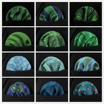 New Green Striped Mens Pocket Square Polka Dots Classic Aqua Checkered Hanky Aqua Fashion Handkerchief Wedding