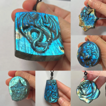 1Pcs Irregular Shape Wolf Mermaid Owl Bead Natural Stone Yellow Blue Labradorite Pendant for Necklace for Men Women