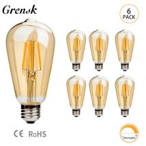 6 stücke ST64 Dimmbare LED Filament Glühbirne E27 220 V 6 W 2200 K Bernstein Glas Vintage Edison led-leuchten Dekoration Energiesparlampe