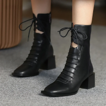 Women Leather High Heel Shoes Women Ankle Boots Warm Winter Shoes Women Zipper Sexy Casual Footwear Size 34-40 High Heel Boots