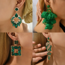 Fashion Classic Crystal Drop Dangle Earrings For Women Luxury Brand Design Round Square Pendant Party Particular Vintage Jewelry