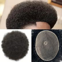 Unisex Human Hair Toupee or Topper Afro Style Knotless Machine Made hairpieces Afro Kinky Hair Replacement Systems Free DIY