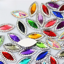 Cong Shao 200Pcs 7*15mm Colorful Horse eye flatback Resin Rhinestone trim stones and crystals costume Button Accessories CS537