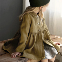 Retro Autumn New Cotton And Linen Girls Cardigan Coat Children's Mori Loose Long-Sleeved Ruffled Doll Collar Dress Jackets TZ177