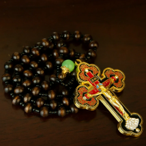 HTISOK Orthodox Crucifix Wood Cross Necklace Rosary Beaded Chain Religious Jesus Cirios Religiosos Prayer Jewelry
