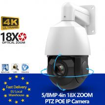 Telecamera dome con tracciamento automatico PTZ da 4 pollici 5MP 8MP Zoom 4K 18X PoE Rilevamento di veicoli umani Microfono integrato Altoparlante Video sorveglianza