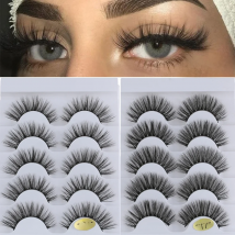 5 Pairs 3D Faux Mink Hair False Eyelashes Wispies Fluffies Drama Eyelashes Natural Long Handmade Cruelty-free Thick Volume Lashe