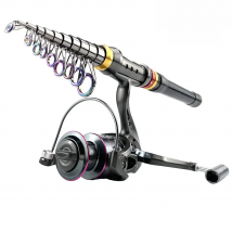 1.8-3.6m Carbon Fiber Spinning Fishing Rod 5.2:1 Fishing Reel Combo Telescopic Fishing Pole Spinning Reel Kit Pesca
