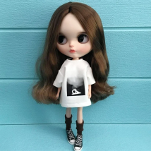 Fashion Blythe clothes Handmade White Long T-shirt Suitable for Blyth, OB24, Licca, 1/6 Dolls, OB24 Azone