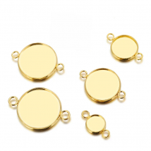 10pcs/lot Gold Plated Stainless Steel Double Pendant Cabochon Base Settings Cameo Cabochon for DIY Jewelry Making Findings